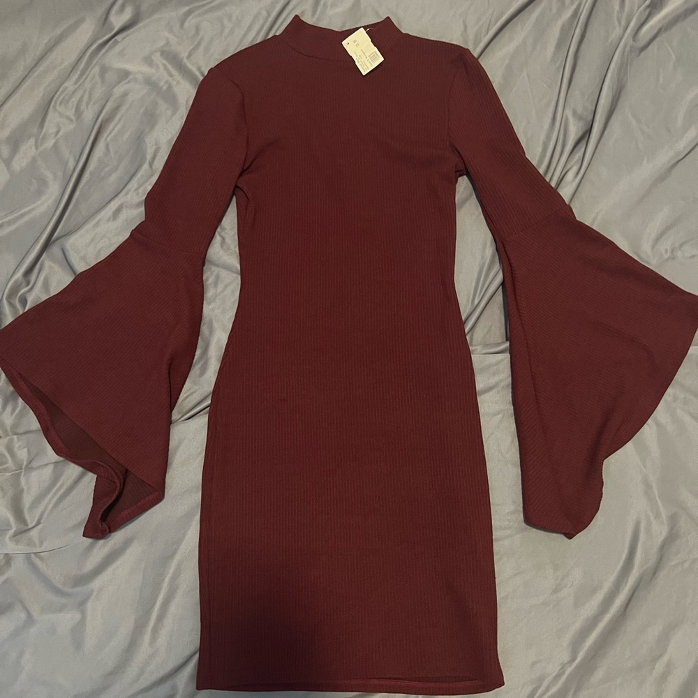 Fashion Nova Long Flared Sleeve Dress